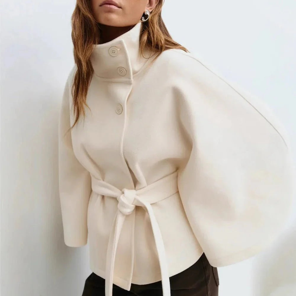 Women's Elegant Cape Belted Coat