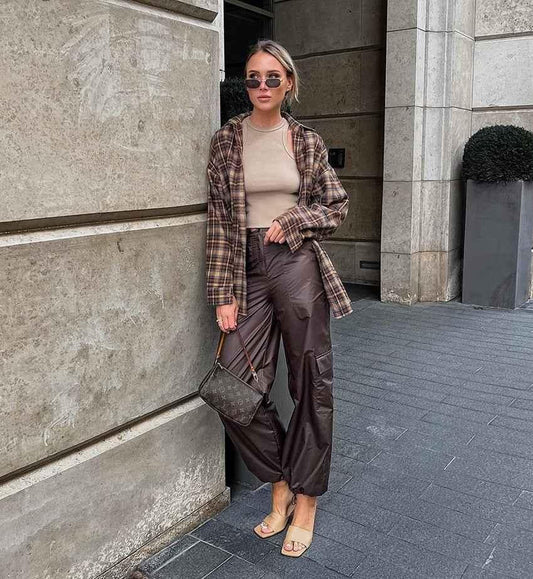 Oversized Plaid Blouse Shirt