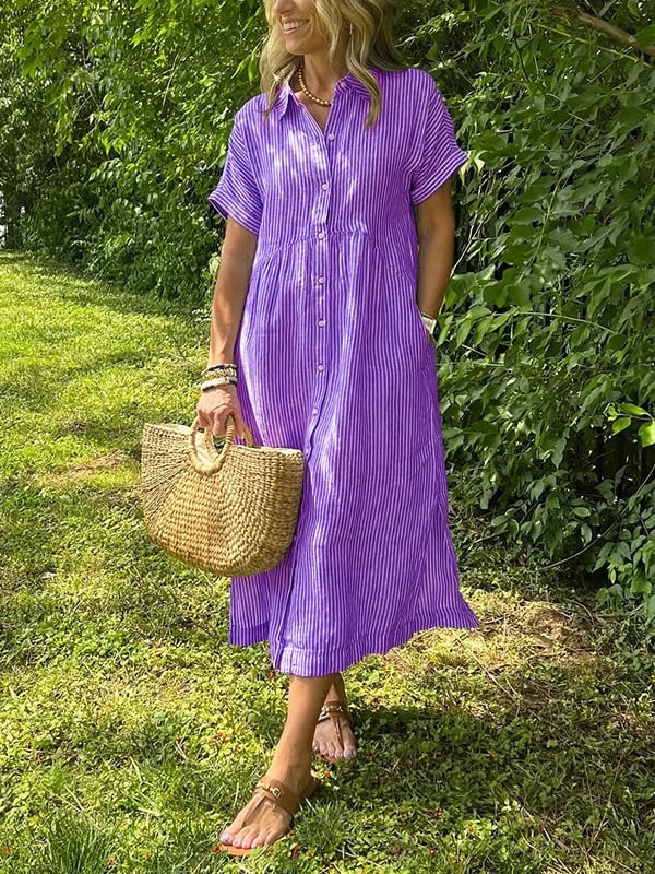 Women's Striped Button-Front Dress