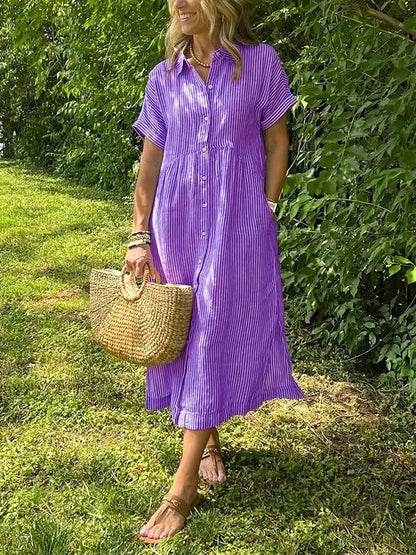 Women's Striped Button-Front Dress
