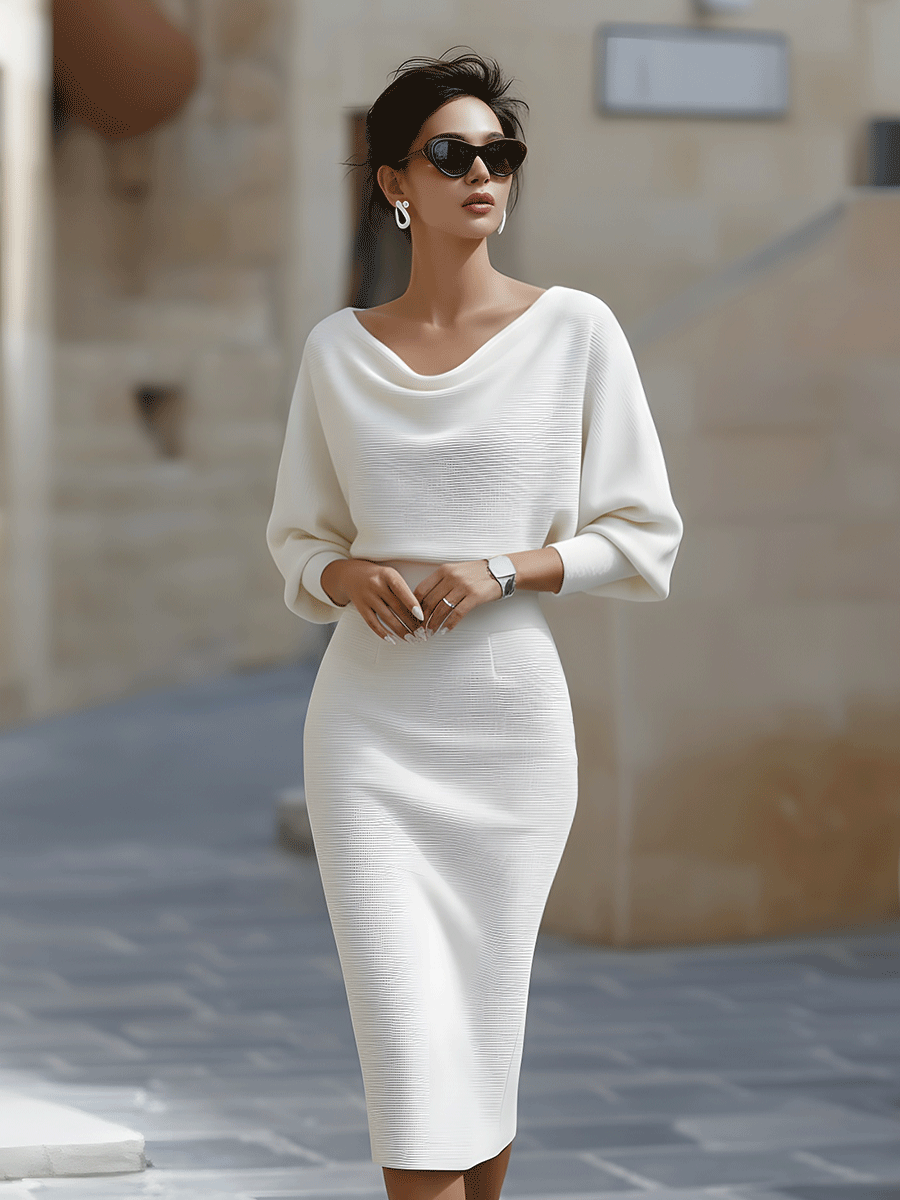 Women's Bodycon Batwing Midi Dress