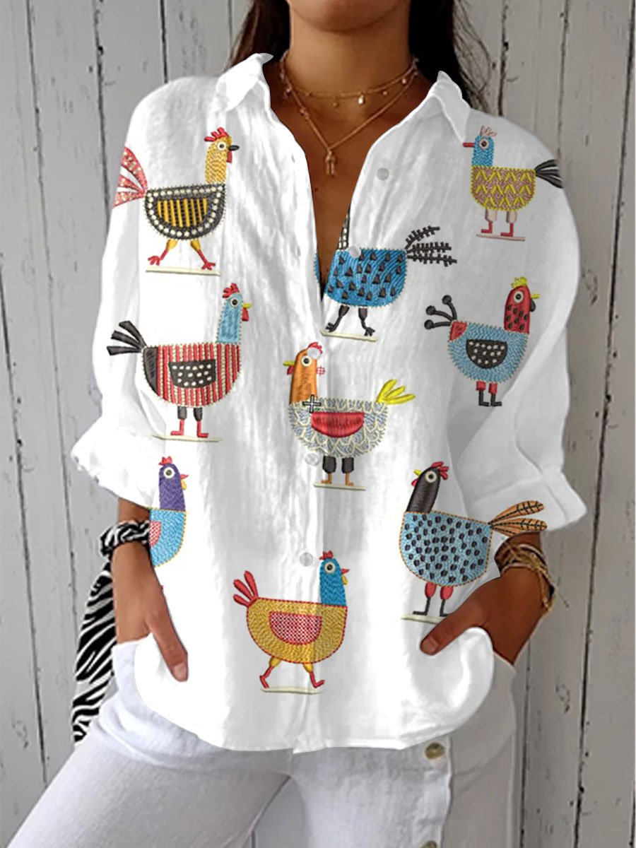 Women's Illustrated Print Blouse