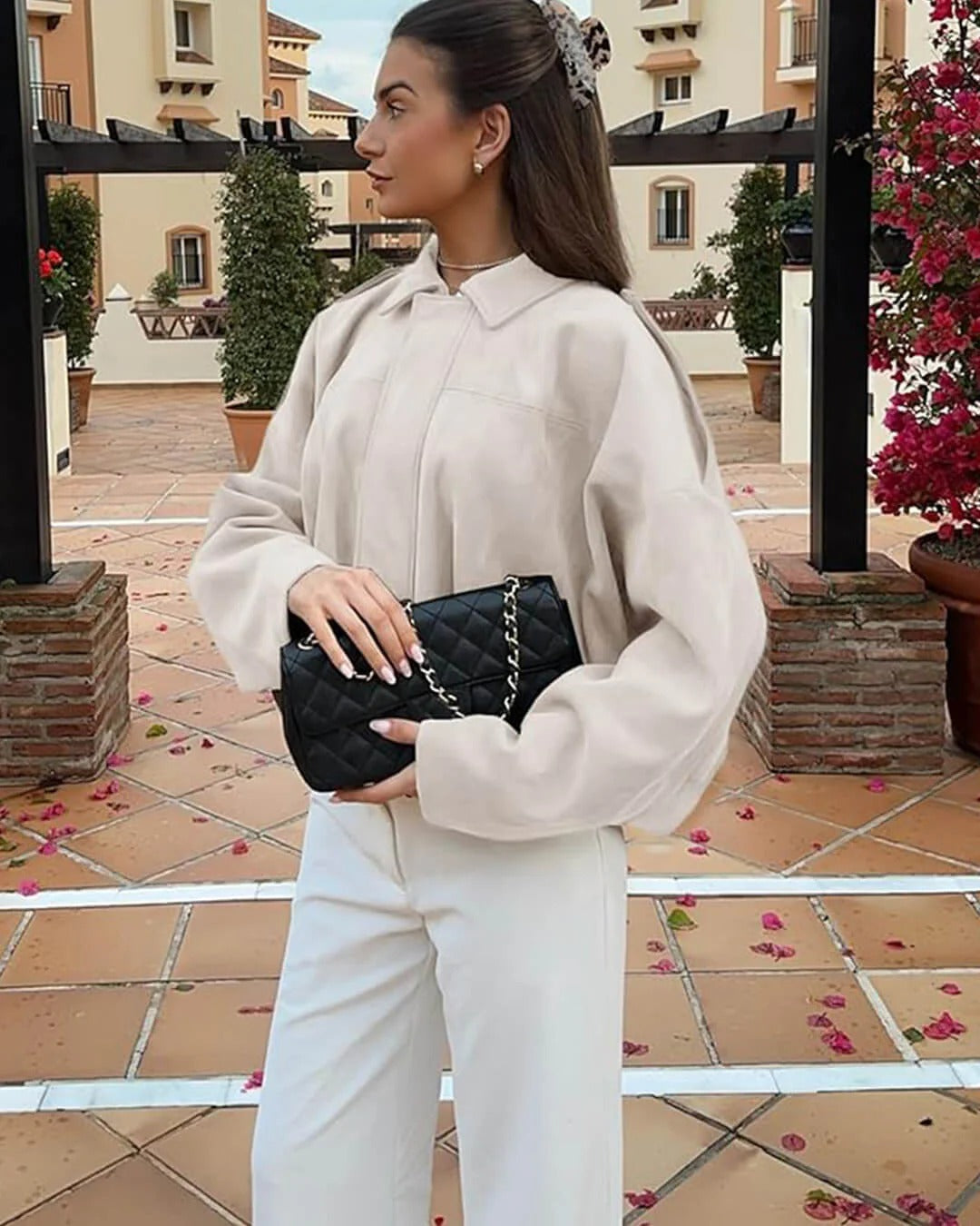 Women's Faux Suede Bomber Jacket