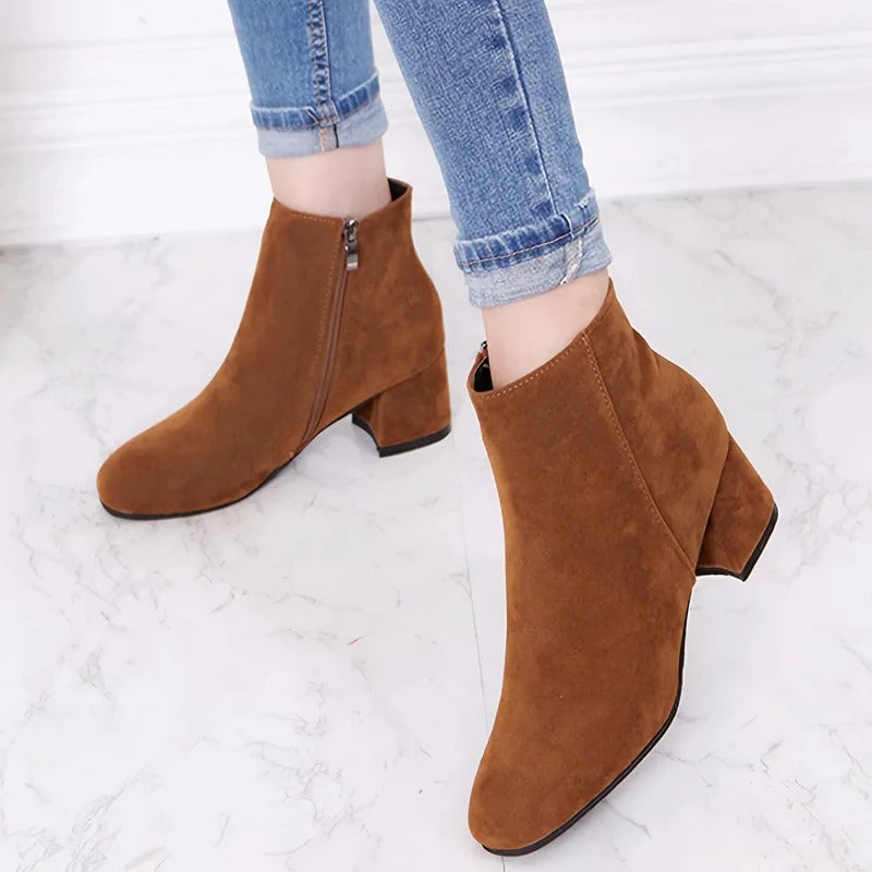 Women's Suede Block Heel Boots