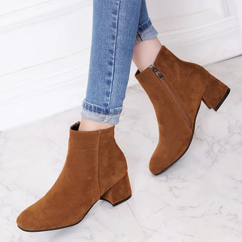 Women's Suede Block Heel Boots