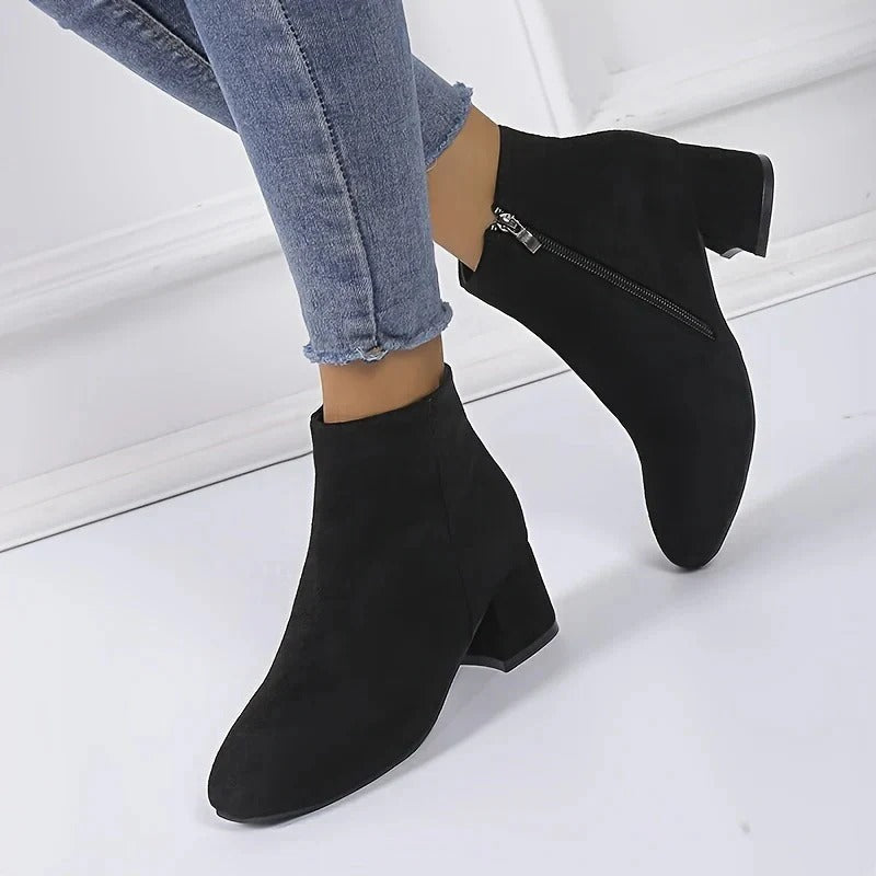 Women's Suede Block Heel Boots