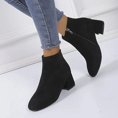 Women's Suede Block Heel Boots