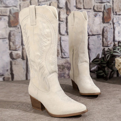 Women's Suede Western Block Boots