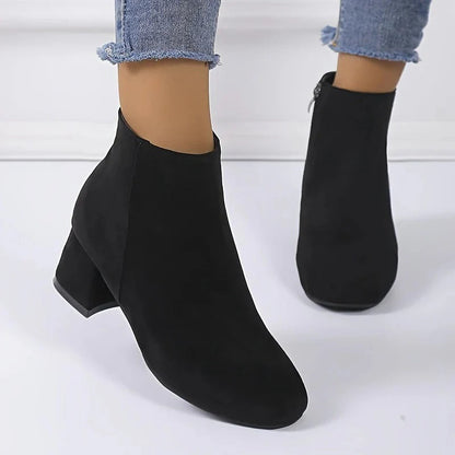 Women's Suede Block Heel Boots