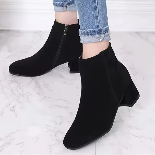 Women's Suede Block Heel Boots