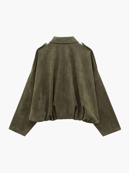 Women's Faux Suede Bomber Jacket