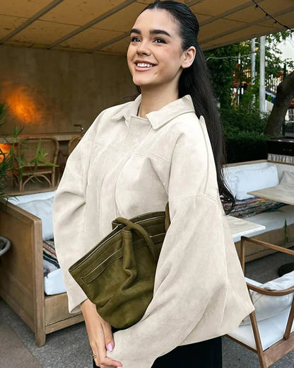 Women's Faux Suede Bomber Jacket