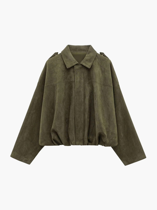 Women's Faux Suede Bomber Jacket