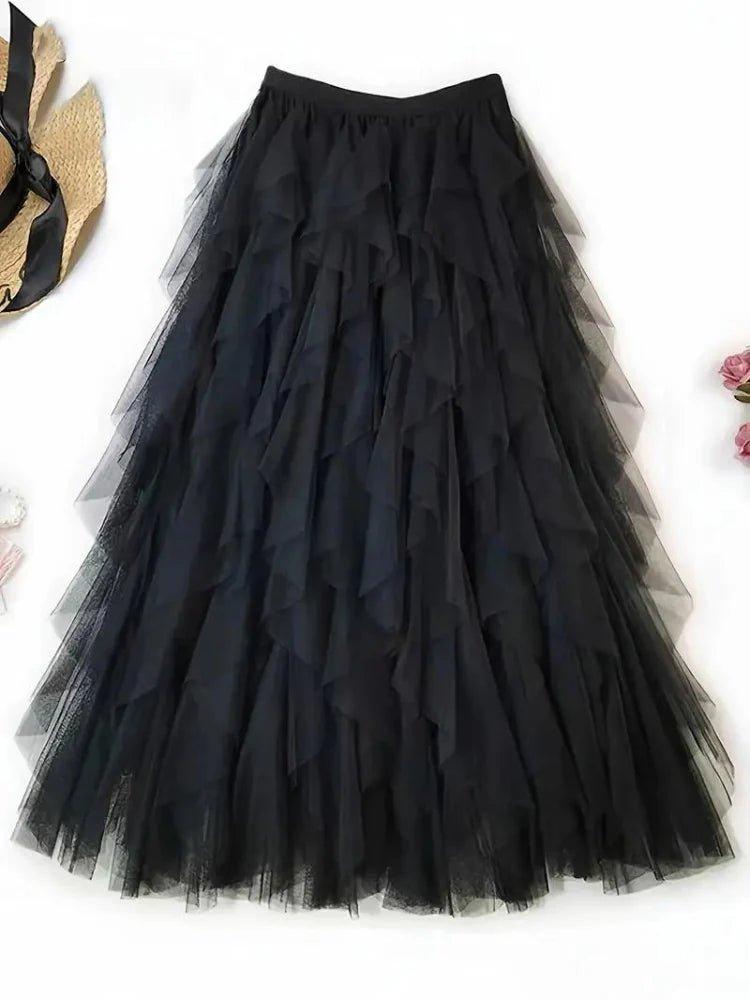 Women's Romantic Tulle Midi Skirt
