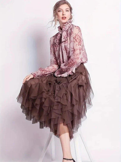 Women's Romantic Tulle Midi Skirt