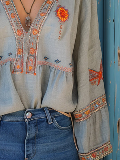 Women’s Bohemian Embroidered Blouse