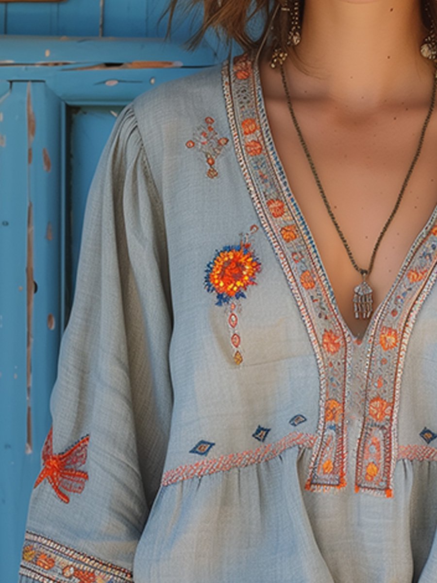 Women’s Bohemian Embroidered Blouse