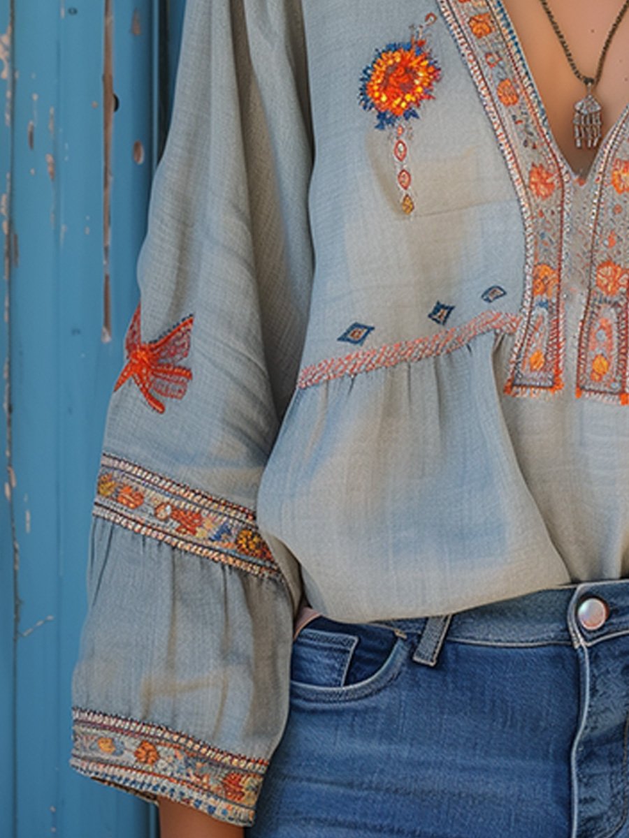 Women’s Bohemian Embroidered Blouse