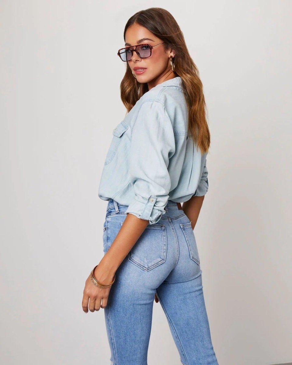 Womens Denim Blouse Shirt