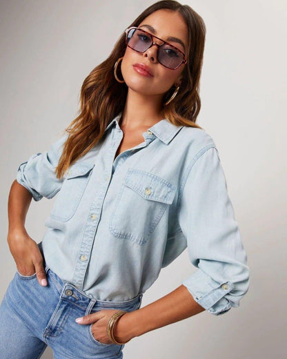 Womens Denim Blouse Shirt