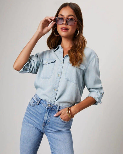Womens Denim Blouse Shirt