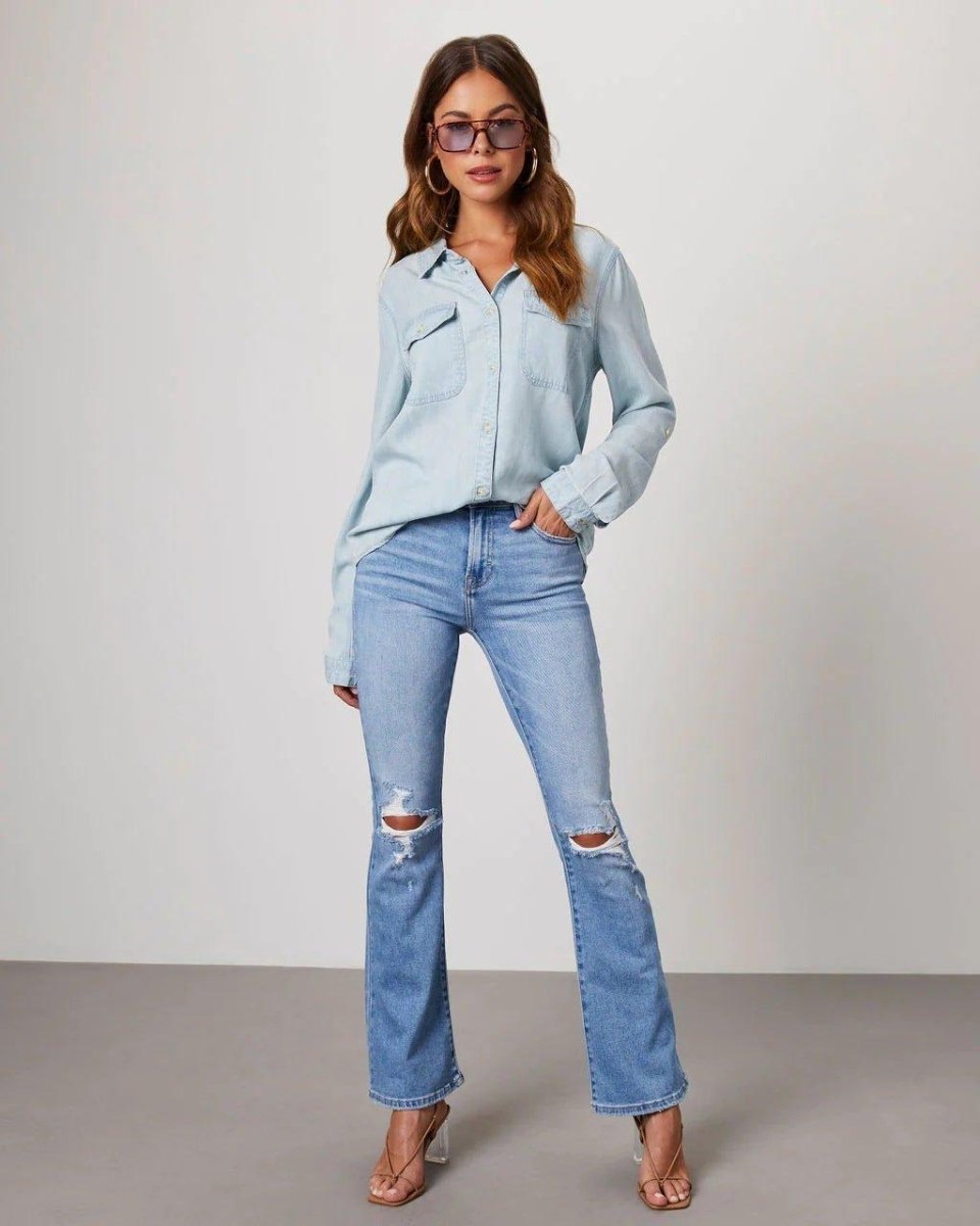 Womens Denim Blouse Shirt
