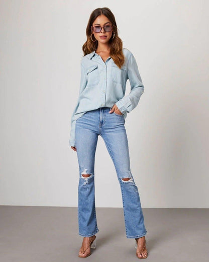 Womens Denim Blouse Shirt