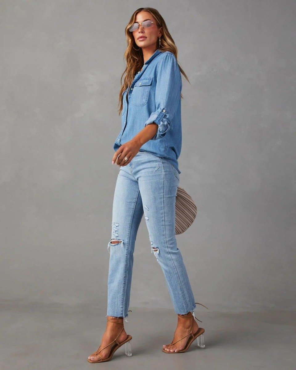 Womens Denim Blouse Shirt