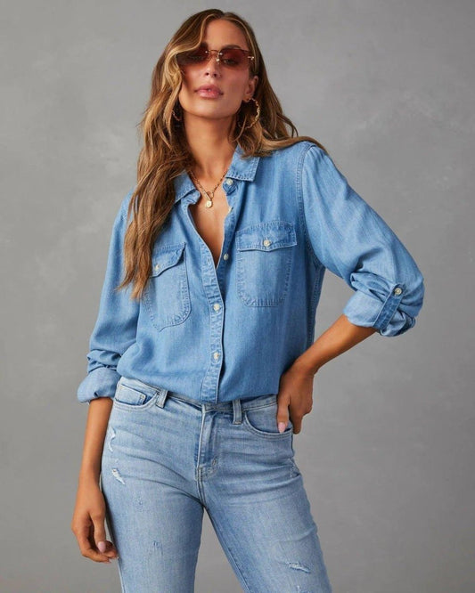 Womens Denim Blouse Shirt