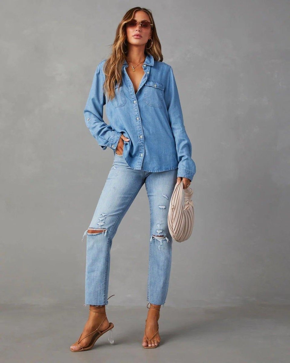 Womens Denim Blouse Shirt