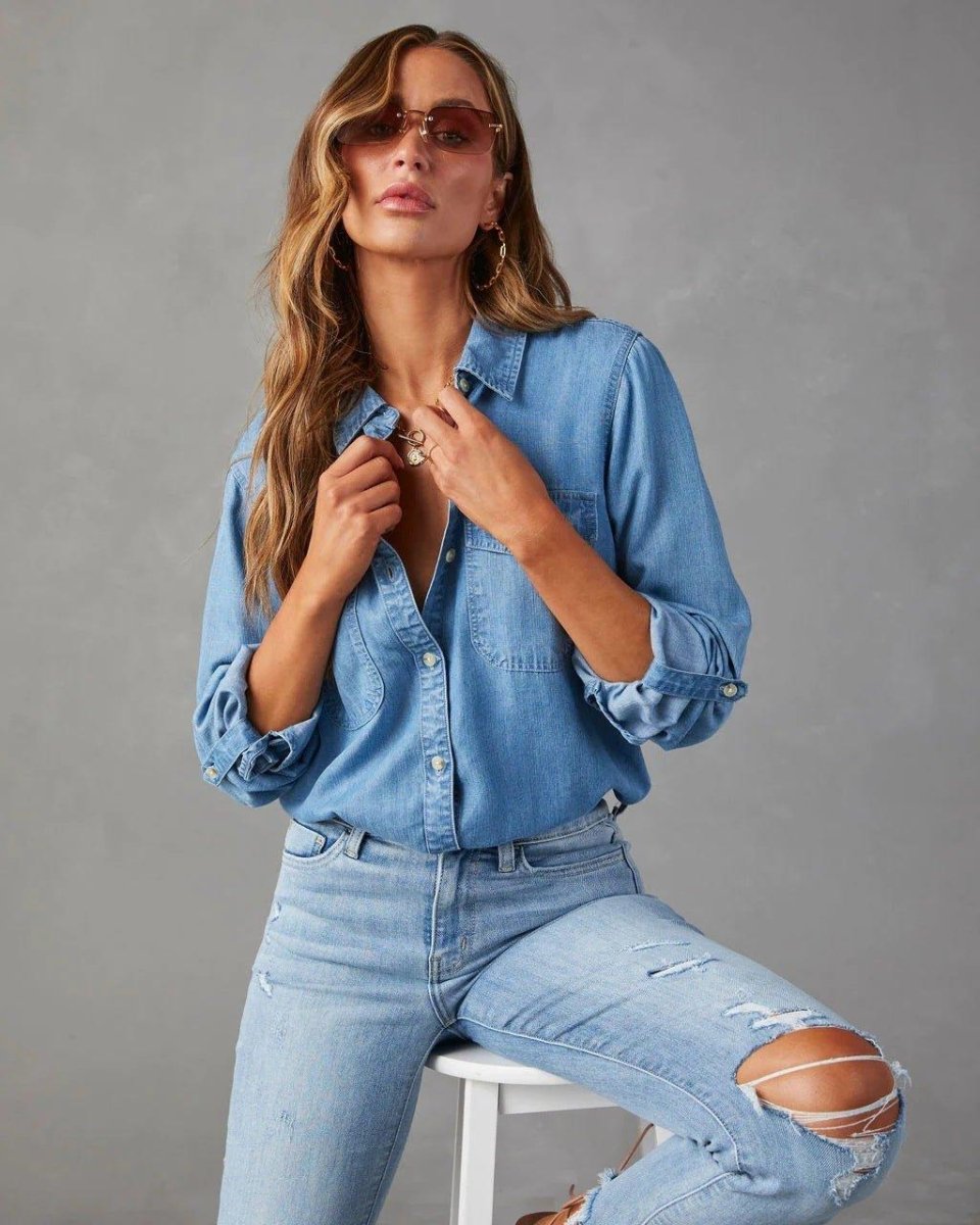 Womens Denim Blouse Shirt