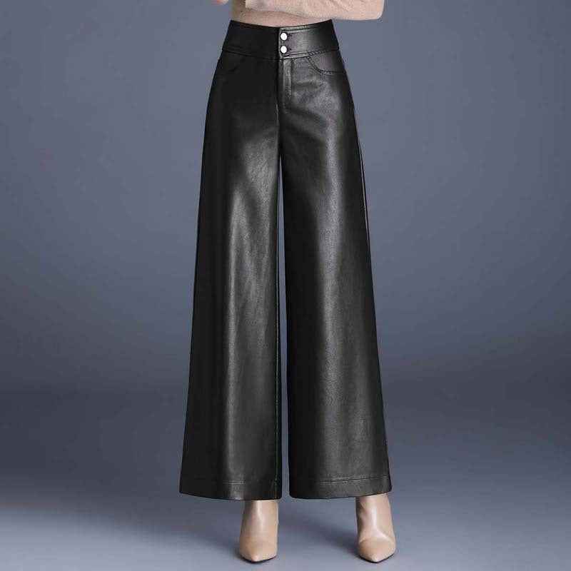 Women's Faux Leather Trousers