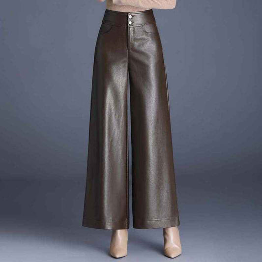 Women's Faux Leather Trousers