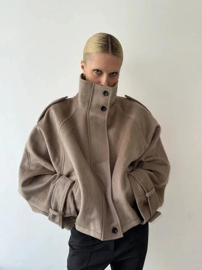 Women's Short Stand-Up Collar Coat