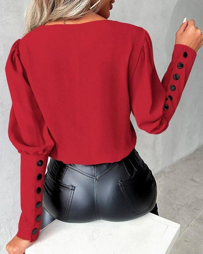 V-Neck Long Sleeve Blouse shirt