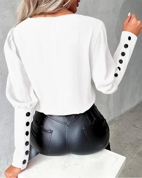 V-Neck Long Sleeve Blouse shirt