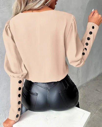 V-Neck Long Sleeve Blouse shirt