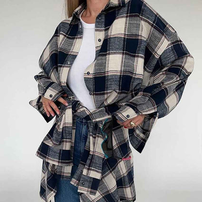 Women's Oversized Plaid Cotton Shirt