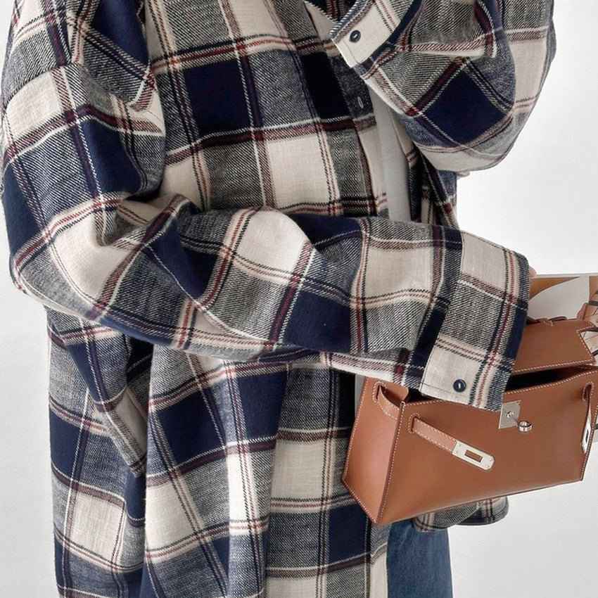Women's Oversized Plaid Cotton Shirt
