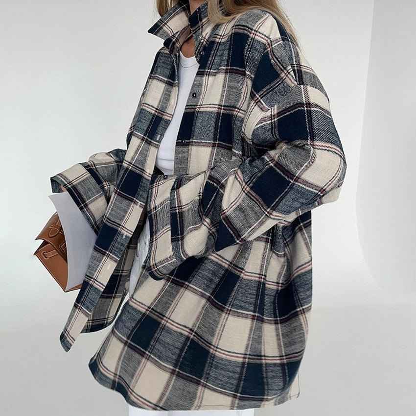 Women's Oversized Plaid Cotton Shirt