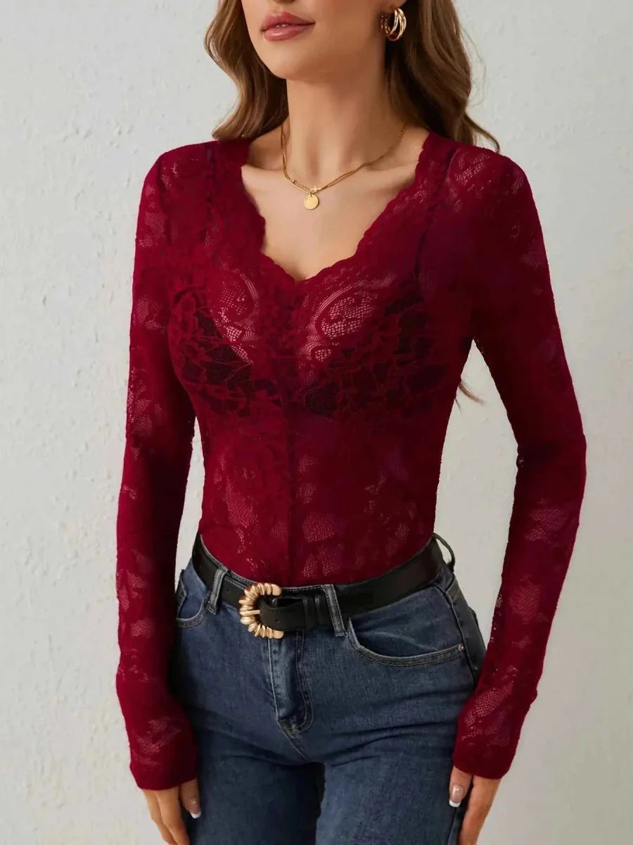 Women's Sheer Lace Top