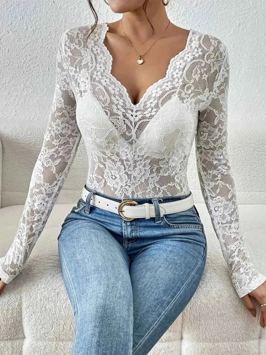 Women's Sheer Lace Top