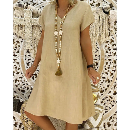 Women's Elegant Linen Mini Dress