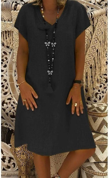 Women's Elegant Linen Mini Dress