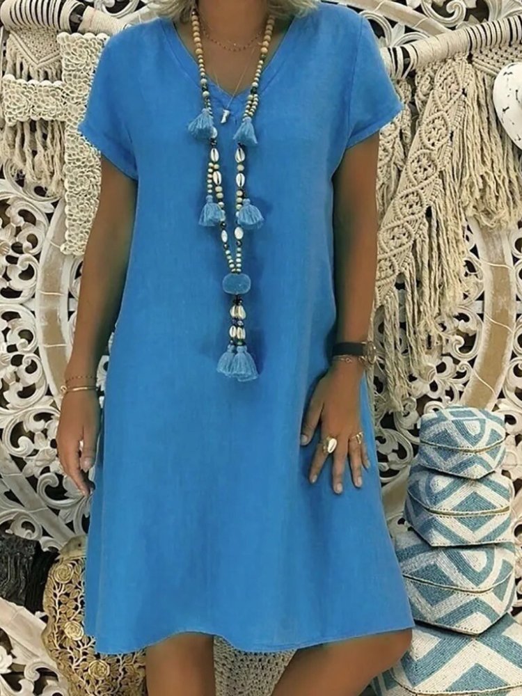 Women's Elegant Linen Mini Dress