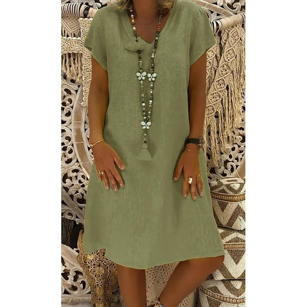 Women's Elegant Linen Mini Dress
