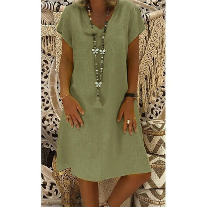Women's Elegant Linen Mini Dress