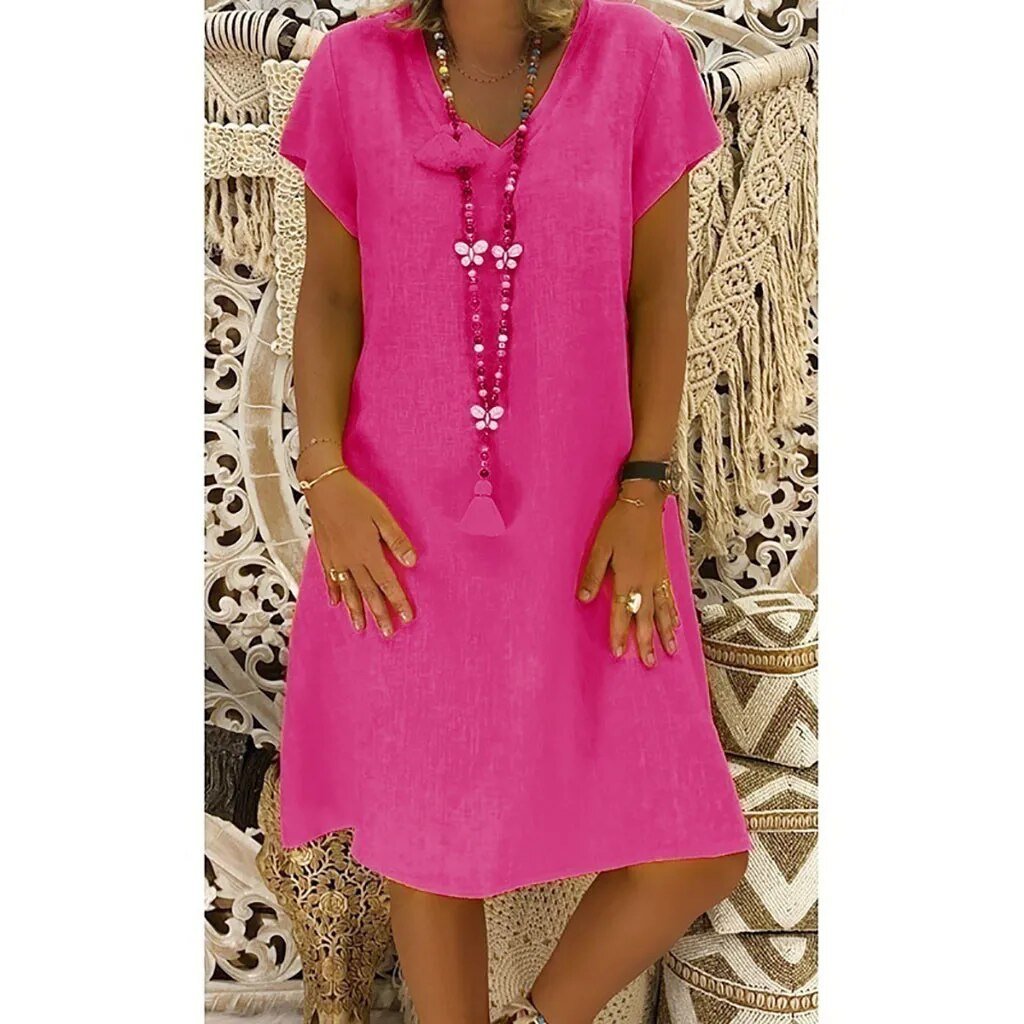 Women's Elegant Linen Mini Dress