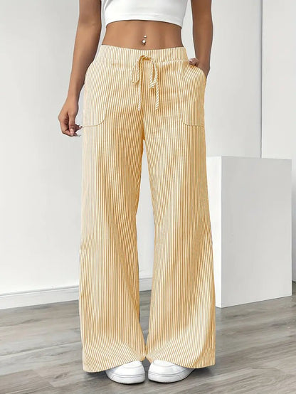 Women’s Linen Striped Wide Leg Trousers