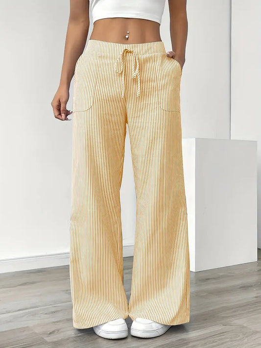 Women’s Linen Striped Wide Leg Trousers